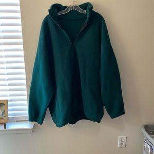 dark green fuzzy pull up jacket